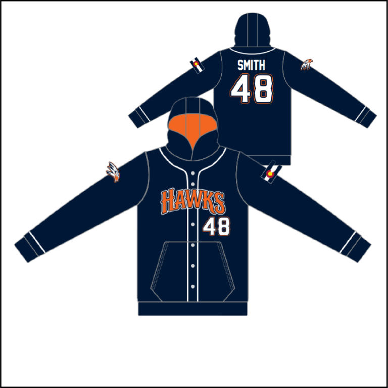 NEW Baseball Jersey Hoodie – Navy – Parker Hawks